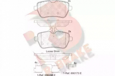 R BRAKE rb2076 -  Комплект тормозных колодок, дисковый тормоз